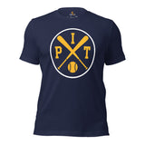Vintage Pittsburgh Baseball Emblem Fanatic T-Shirt: Gift Ideas for Him & Her, Baseball Enthusiasts & Lovers - Retro Game Day Tee - Navy