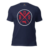 Vintage Boston Baseball Emblem Fanatic T-Shirt: Gift Ideas for Him & Her, Baseball Enthusiasts & Lovers - Retro Style Game Day Tee - Navy