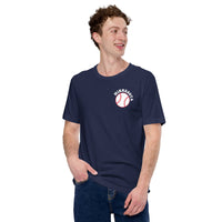 Retro Minnesota Baseball Emblem Fanatic T-Shirt: Gift Ideas for Him & Her, Baseball Enthusiasts & Lovers - Vintage Game Day Shirt - Navy, Front