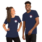 Retro Washington Baseball Emblem Fanatic T-Shirt: Gift Ideas for Him & Her, Baseball Enthusiasts & Lovers - Vintage Game Day Shirt - Navy, Front, Unisex