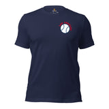 Retro Los Angeles Baseball Emblem Fanatic T-Shirt: Gift Ideas for Him & Her, Baseball Enthusiasts & Lovers - Vintage Game Day Tee - Navy, Front