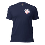 Retro Los Angeles Baseball Emblem Fanatic T-Shirt: Gift Ideas for Him & Her, Baseball Enthusiasts & Lovers - Vintage Game Day Shirt - Navy, Front