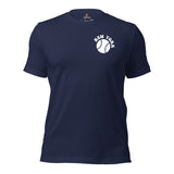 Retro New York Baseball Emblem Fanatic T-Shirt: Gift Ideas for Him & Her, Baseball Enthusiasts & Lovers - Vintage Game Day Shirt - Navy, Front