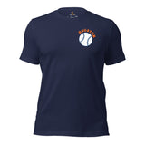 Retro Houston Baseball Emblem Fanatic T-Shirt: Gift Ideas for Him & Her, Baseball Enthusiasts & Lovers - Vintage Game Day Tee - Navy, Front
