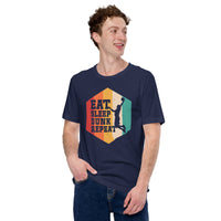 Christmas Gift for Basketball Lovers, Coach & Players - Senior Night, Game Outfit & Attire - Vintage Eat Sleep Dunk Repeat T-Shirt - Navy