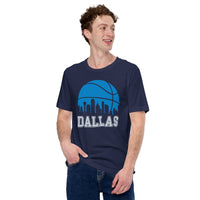 Ideal Christmas Gift for Basketball Lover, Coach & Player - Senior Night, Game Outfit & Attire - Dallas Skyline B-ball Fanatic T-Shirt - Navy