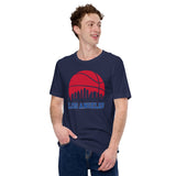 Ideal Christmas Gift for Basketball Lovers, Coach & Players - Senior Night, Game Outfit - Los Angeles Skyline B-ball Fanatic T-Shirt - Navy