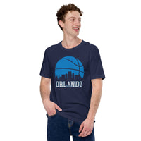 Ideal Christmas Gift for Basketball Lover, Coach & Player - Senior Night, Game Outfit & Attire - Orlando Skyline B-ball Fanatic T-Shirt - Navy