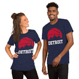 Christmas Gift Ideas for Basketball Lover, Coach & Player - Senior Night, Game Outfit & Attire - Detroit Skyline B-ball Fanatic T-Shirt - Navy, Unisex