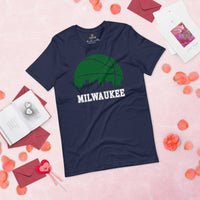 Ideal Christmas Gift for Basketball Lover, Coach & Player - Senior Night, Game Outfit & Attire - Milwaukee Skyline B-ball Fanatic Shirt - Navy