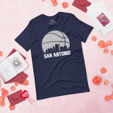 Ideal Christmas Gift for Basketball Lover, Coach & Player - Senior Night, Game Outfit & Attire - San Antonio Skyline B-ball Fanatic Tee - Navy