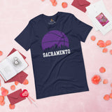 Ideal Christmas Gift for Basketball Lover, Coach & Player - Senior Night, Game Outfit & Attire - Sacramento Skyline B-ball Fanatic Tee - Navy
