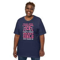 Hockey Jersey, Game Outfit & Attire - Ideal Bday & Christmas Gifts for Hockey Players & Goalies - Funny Ice Hockey Girls T-Shirt - Navy, Plus Size