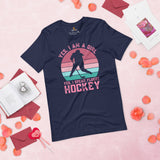 Hockey Jersey, Game Outfit & Attire - Bday & Christmas Gifts for Hockey Players & Goalies - Funny I'm A Girl I Speak Fluent Hockey Tee - Navy