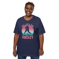 Hockey Jersey, Game Outfit & Attire - Bday & Christmas Gifts for Hockey Players & Goalies - Funny I'm A Girl I Speak Fluent Hockey Tee - Navy, Plus Size