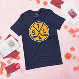 Hockey Game Outfit & Attire - Bday & Christmas Gifts for Hockey Players & Goalies - Vintage St. Louis Hockey Emblem Fanatic Tee - Navy
