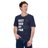 Golf Tee Shirt & Outfit - Unique Bday & Father's Day Gift Ideas for Guys & Men, Golfers & Golf Lover - Vintage Best Dad By Par T-Shirt - Navy