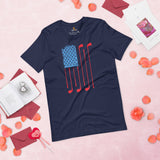 Patriotic Golf Tee Shirt & Outfit - Unique Gift Ideas for Guys, Men & Women, Golfers & Golf Lover - Vintage Golf US Flag Themed T-Shirt - Navy