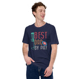Disk Golf Basket Themed T-Shirt - Frisbee Golf Apparel & Attire - Bday, Father's Day Gift for Disc Golfer - Retro Best Dad By Par Tee - Navy