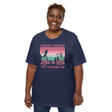 Retro Disk Golf T-Shirt - Frisbee Golf Attire & Apparel - Gift Ideas for Disc Golfers - Funny I Throw Like A Girl Try To Keep Up Tee - Navy, Plus Size