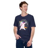 Lax T-Shirt & Clothting - Lacrosse Gifts for Coach & Players - Ideas for Guys, Men & Women - Adorable Dadding Unicorn T-Shirt - Navy