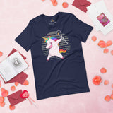 Lax T-Shirt & Clothting - Lacrosse Gifts for Coach & Players - Ideas for Guys, Men & Women - Adorable Dadding Unicorn T-Shirt - Navy