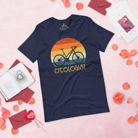 Cycling Gear - Bike Clothes - Biking Attire, Outfits, Apparel - Unique Gifts for Cyclists, Bicycle Enthusiasts - Vintage Cycologist Tee - Navy