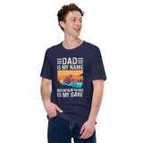 Cycling Gear - MTB Clothing - Biking Attire, Outfits, Apparel - Unique Gifts for Cyclists - Funny Dad Is My Name MTB Is My Game Tee - Navy