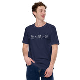 Cycling Gear - MTB Clothing - Mountain Bike Attire, Outfits - Unique Gifts for Cyclists - Minimal Mountain And Bike Equal Fun T-Shirt - Navy
