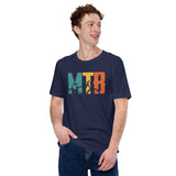 Cycling Gear - MTB Clothing - Mountain Bike Attire, Apparel, Outfits - Gifts for Cyclists, Bicycle Enthusiasts - Vintage MTB Bike Tee - Navy