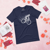 Cycling Gear - MTB Clothing - Mountain Bike Attire, Outfits, Apparel - Gifts for Cyclists - Downhill Mountain Bike Polka Dot T-Shirt - Navy