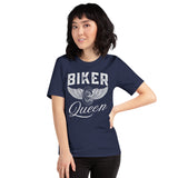 Motorcycle Gear - Unique Gifts for Her, Motorbike Riders - Moto Riding Gears, Biker Attire, Clothing, Outfit - Funny Biker Queen Tee - Navy