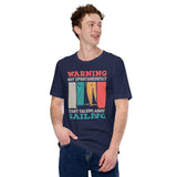 Fishing & Vacation Outfit, Clothes - Boat Party Attire - Gift for Boat Owner, Fisherman - Funny May Start Talking About Sailing Tee - Navy
