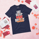 Fishing & Vacation Shirt, Outfit, Clothes - Boat Party Attire - Gift for Boat Owner, Boater, Fisherman - Eat Sleep Boat Repeat T-Shirt - Navy