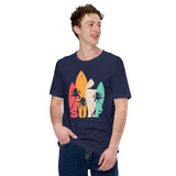 Surfing T-Shirt - Seaside & Beach Vacation Outfit, Attire - Gift Ideas for Surfer, Outdoorsman, Nature Lovers - Vintage Surf Tee - Navy