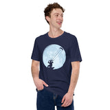 Surfing Shirt & Gear - Seaside & Beach Vacation Outfit, Attire - Gift for Surfer, Outdoorsman, Nature Lovers - Surf Over The Moon Tee - Navy