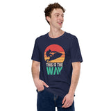 Jet Ski Surfing Shirt & Gear - Beach Vacation Outfit, Attire - Gift for Surfer, Outdoorsman, Nature Lovers - Retro This Is The Way Tee - Navy