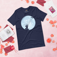 Surfing Shirt & Gear - Seaside & Beach Vacation Outfit, Attire - Gift for Surfer, Outdoorsman, Nature Lovers - Surf Over The Moon Tee - Navy