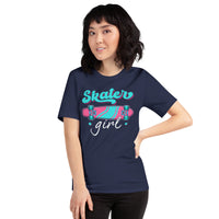 Skateboard Streetwear & Urban Outfit, Attire - Skate Shirt, Wear, Clothing - Gifts, Presents for Skateboarders - Skater Girl Tee - Navy