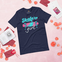 Skateboard Streetwear & Urban Outfit, Attire - Skate Shirt, Wear, Clothing - Gifts, Presents for Skateboarders - Skater Girl Tee - Navy