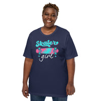 Skateboard Streetwear & Urban Outfit, Attire - Skate Shirt, Wear, Clothing - Gifts, Presents for Skateboarders - Skater Girl Tee - Navy, Plus Size