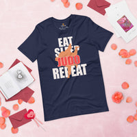 Judo T-Shirt - Mixed Martial Arts Attire, Wear, Clothes, Outfit - Gifts for Fighters, Wrestlers - Funny Eat Sleep Judo Repeat Tee - Navy