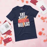Karate Clothes - Mixed Martial Arts Shirt, Attire, Wear, Outfit - Gifts for Fighters, Wrestlers - Funny Eat Sleep Karate Repeat Tee - Navy