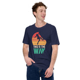 Mountaineering Shirt - Gifts for Rock Climbers, Hikers, Outdoorsy Mountain Men - Hiking Outfit, Attire, Clothes - Retro This Is Way Tee - Navy