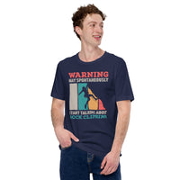 Mountaineering Shirt - Gifts for Climbers, Outdoorsy Mountain Men - Hiking Outfit, Clothes - May Start Talking About Rock Climbing Tee - Navy