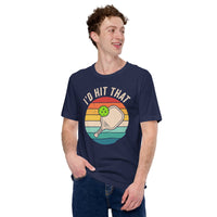 Pickleball T-Shirt - Pickle Ball Sport Outfit, Attire, Clothes For Men & Women - Gifts for Pickleball Players - Funny I'd Hit That Tee - Navy