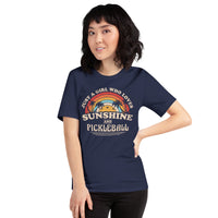 Pickleball Shirt - Pickle Ball Sport Clothes For Women - Gifts for Pickleball Players - Just A Girl Who Loves Sunshine & Pickleball Tee - Navy