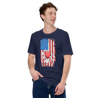 Men's & Women's Bowler T-Shirt, Outfit - Bowling Alley Themed Party Favors - Presents, Gifts for Bowlers - Patriotic US Flag Themed Tee - Navy