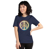 Yoga, Pilates Shirts, Wear, Clothes, Outfit, Attire & Apparel For Ladies, Women - Gifts for Yoga Lovers, Teacher - Peace Love Yoga Tee - Navy