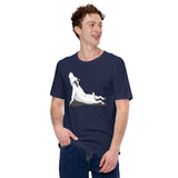 Yoga & Pilates Shirts, Wear, Clothes, Outfits, Attire & Apparel - Gifts for Yoga Lovers, Teacher, Instructor - Cute Yoga Pose Goat Tee - Navy